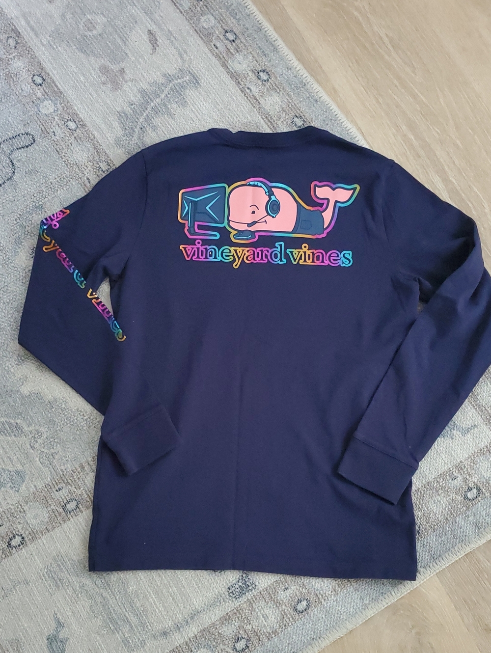 Vineyard Vines Boys Gaming Whale Long Sleeve Cotton T-shirt SzM